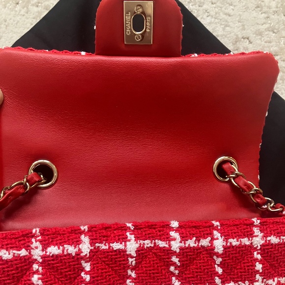 Chanel Mini Rectangle Flap Tweed Red & White Brand New! - Picture 11 of 15